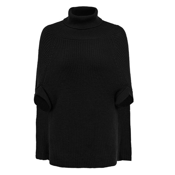 🆕 Black Turtleneck Sweater Cape - Picture 5 of 6